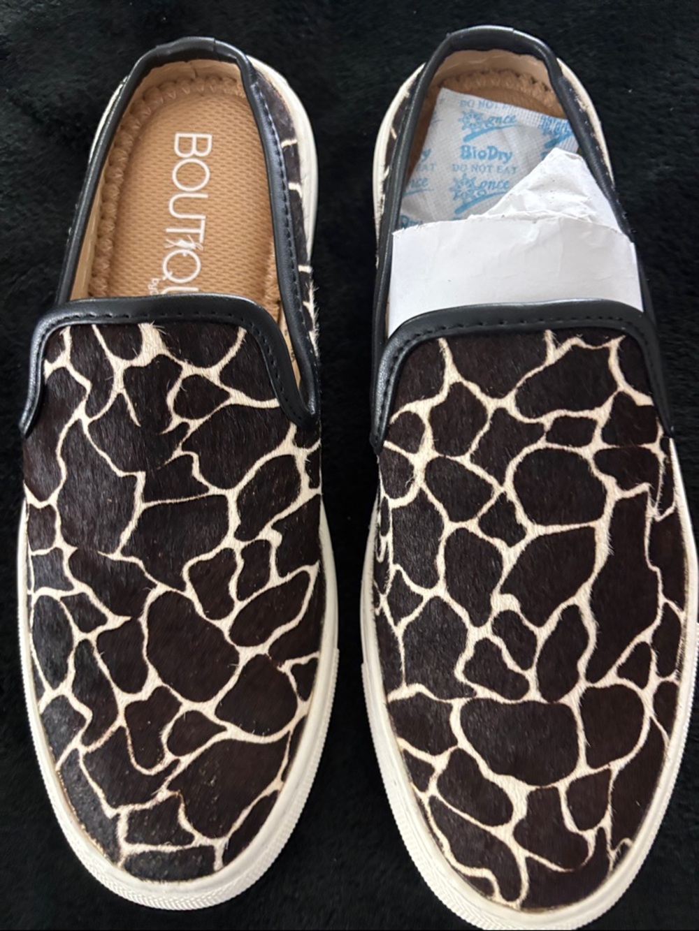 Brown & Cream Giraffe-Print Slip-On Loafers